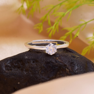 แหวนแต่งงานทำมือ925แข็งประดับพลอยเพทายแบบเรียบง่าย - Product Image 3