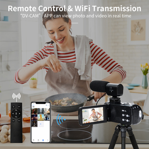 Caméra vidéo HD 4K la plus récente, caméscope avec écran tactile de 3,0 pouces, Wi-Fi, vision nocturne infrarouge, caméra de vlogging pour <span class=keywords><strong>YouTube</strong></span> avec micro - Product Image 4