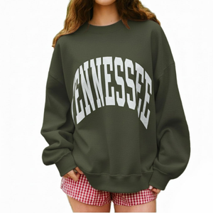 Sweat-shirt à épaules tombantes pour femme, écologique, respirant, mélange polyester/coton, col montant, décontracté, surdimensionné, polaire d'hiver - Product Image 1