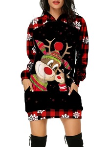 Sudadera con Capucha para Mujer con Estampado Navideño de Invierno 2024, Nueva, Ecológica, de Poliéster/Algodón, Color Personalizado, Mangas Completas, para Fiestas - Product Image 4