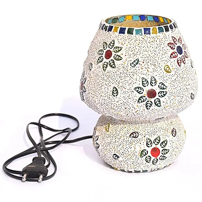 Pure Source India Mosaic Glass Lamp for Home/Office/Festival Decoration Table Lamps with Bulb (Multicolor)