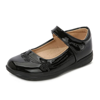 Zapatos Escolares de Cuero para Niñas Golden Crown, Zapatos Negros de Moda Casual para Niños, Zapatos Planos para Baile, Impermeables y Antideslizantes