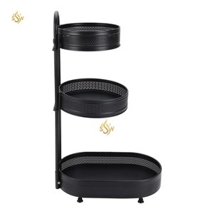 Support de stockage d'épices en métal luxueux 3 couches Top vente fait à la main de haute qualité couleur noire support décoratif Kitchne Ware - Product Image 1