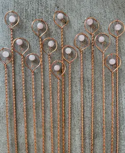 Palos de jardín de cobre puro 100% de calidad superior con perla para soporte de plantas ecológico y decoración de jardín de larga duración - Product Image 2