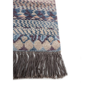 Alfombras Anudadas a Mano de Lana y Seda de Bambú con Patrón Geométrico Manchaha, Rosa y Morado para Uso Doméstico-Les-1885 - Product Image 4