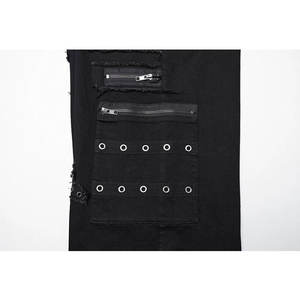 Pantalon large à jambes larges pour femmes, noir, gothique, punk, avec patch en forme de croix, décoratif, avec fermetures éclair - Product Image 6