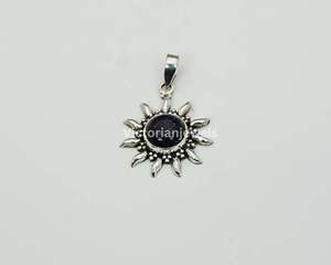 925ที่เป็นของแข็งเงินสเตอร์ลิงจี้หินวันเกิดสไตล์ดวงอาทิตย์สีฟ้าซันสโตนกับการตั้งค่ากรอบจี้และเสน่ห์ - Product Image 2