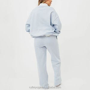 Sweat-shirt à col montant en coton surdimensionné confortable en molleton français avec logo personnalisé OEM, couleur contrastée, rayé, pour femmes - Product Image 4