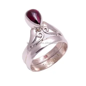 Hochwertiger Granat ring Edelstein Sterling Silber Ringe Schmuck Lieferanten Hersteller