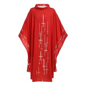Bata de Sacerdote de mezcla de algodón de precio barato con cierre de cremallera, cuello romano para ceremonias religiosas - Product Image 4