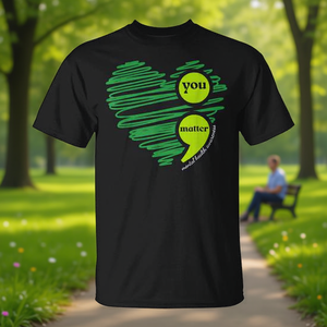 Camiseta de Concienciación sobre la Salud Mental 'You Matter', Negra, Unisex para Adultos, Cuello Redondo, Manga Corta, Algodón Ecológico, Promocional - Product Image 3