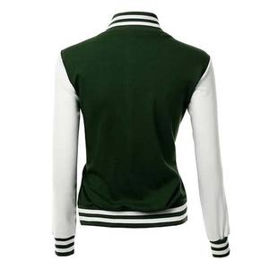 Vestes d'université d'hiver OEM Vestes de baseball à manches en cuir pour femmes Vêtements de rue Vestes Letterman pour femmes Blanches en laine - Product Image 3