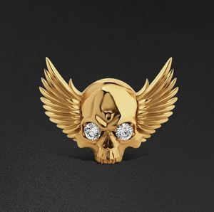 Pendentif tête de mort rond en moissanite avec finition plaquée or jaune 14 carats, style hip-hop - Product Image 3