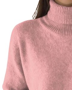 Customized Women Pink Turtleneck Sweater Wool Acrylic Knit Pullover Long Sleeve Winter Custom Manufacturer OEM Wholesale Design - Product Image 3