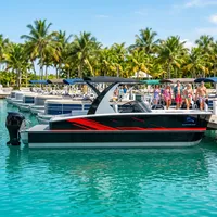 Bateau à pontons en fibre de verre, moteur hors-bord 90 CV, haute vitesse, divertissement familial et pêche en lac, toutes saisons, nouveau modèle