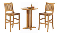 Ensemble table haute et chaises pour l'extérieur, mobilier traditionnel en teck d'Indonésie pour hôtel, villa, appartement
