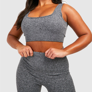 MESS SPORTS Plus Active Wear Seam-Free Rib Sports Bra for Women-2024 Fitness Workout <b>Crop</b> <b>Top</b> Plus Size Quick Dry & Breathable - Product Image 3