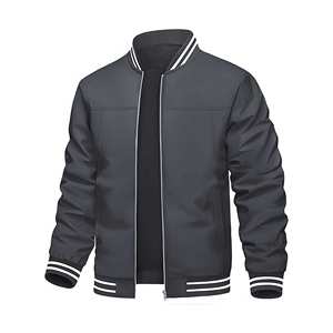 Manteau léger pour homme avec fermeture éclair Veste coupe-vent vintage décontractée pour le printemps et l'automne avec poche brodée pour l'hiver - Product Image 1