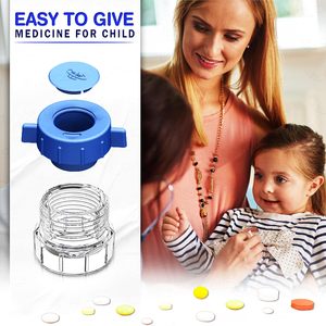 Hot Sale Custom Logo Promotion Round Blue Lid Pill Splitter Crusher Plastic Mini Crusher <b>Grinder</b> CE Certified OTICA Brand - Product Image 4