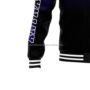 Veste universitaire en laine et cuir personnalisée pour hommes, coupe-vent, brodée, avec col montant MCACVJ-122 - Product Image 6