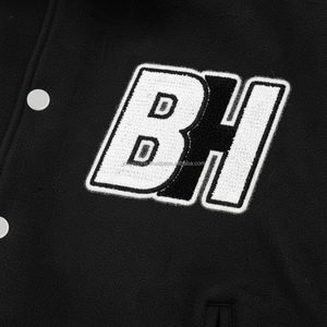 Premium 380 GSM polyester cotton tracksuit fleece <b>black</b> and grey color custom logo embroidery or print <b>Women's</b> Varsity Jackets - Product Image 6