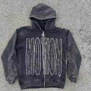 100% Cotton Men's Heavyweight Oversized Winter Hooded Long Sleeve Embroidered Zipper Solid <b>Thick</b> <b>Fleece</b> Custom Logo Plain Beaded - Product Image 1