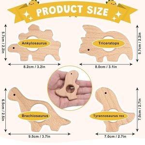 Rond de serviette dinosaure en bois fait à la main décor de table en forme d'animal mignon pour les fêtes de bébé - Product Image 2