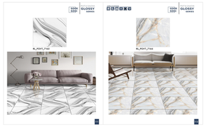 Diseño de lujo 600x600mm Porcelana Azulejos de suelo 3D Aspecto de mármol brillante con esmalte pulido para el piso de la sala de estar - Product Image 2
