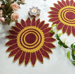 Handmade Luxury Eco-Friendly Customizable High Quality <b>Beaded</b> <b>Placemat</b> with Glass Beads for Home Dining Table and Wedding Decor - Product Image 6
