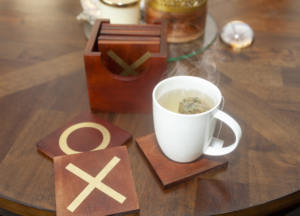 Ensemble de sous-verres en bois de manguier de qualité supérieure fabriqué à la main support en bois classique usage domestique tapis et tampons en marbre-organiser style élégant de table - Product Image 6