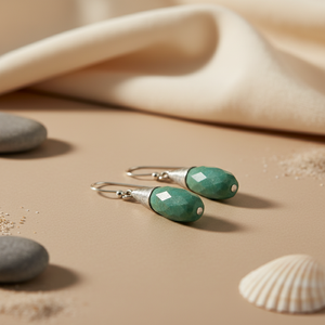 ต่างหูเงินแท้ 925 ประดับพลอยสีเขียว ของขวัญแฟชั่นสำหรับผู้หญิง - Product Image 1
