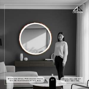 Miroir de salle de bain avec cadre en acier inoxydable durable, revêtement PVD, réflexion claire pour les espaces intérieurs modernes, en provenance d'Inde - Product Image 4