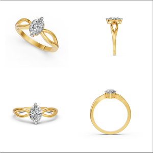 Anillo de bodas de oro sólido de 14 quilates para mujer con 1Cts VS Clarity EF Color Lab Grown Oval Cut Diamond para fiestas Regalo de joyería - Product Image 4