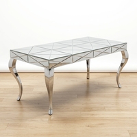 Table à manger pliable en verre avec pieds en acier inoxydable, 8 places, pour mariage, événement, location, mobilier de salle à manger, couleur argent ou or