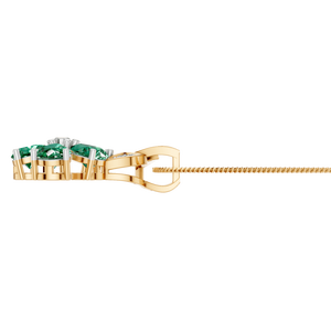 จี้พลอยสีทองรูปดอกไม้สีมรกตที่มีเสน่ห์พร้อมด้วยดีไซน์ใบประดับเพชรธรรมชาติที่สลับซับซ้อนในโลหะมีค่าชั้นดี - Product Image 2