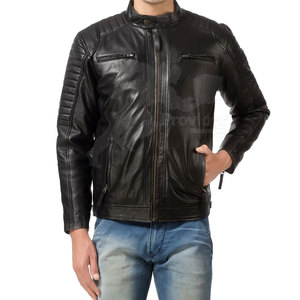 Veste d'hiver personnalisée pour hommes, couleur unie, col montant, cuir streetwear avec logo sur le devant, tissu en toile - Product Image 4