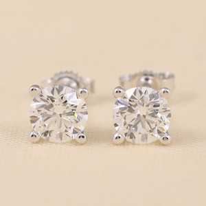 Trendy Round Lab Grown Diamond 18K <b>Gold</b> Plated VS1 Clarity Stud <b>Earrings</b> Floral Screw Pattern Gift for Wedding or Mother's Day - Product Image 3