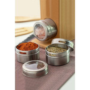 Magnetic <b>Spice</b> <b>Jar</b> Set with Stand Stainless Steel Salt and Pepper Shaker Rack 2 Pieces - Product Image 4