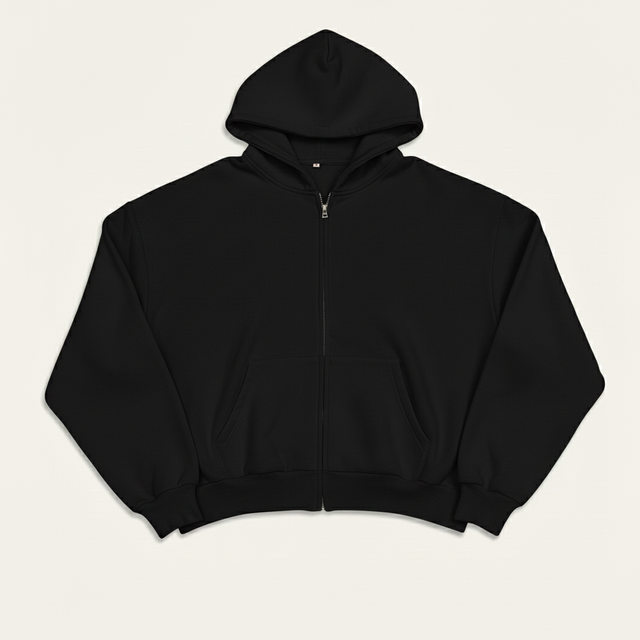Custom Winter Oversized Zip-Up Hoodie 100% Cotton Heavyweight 450gsm Fleece Acid Wash Pocket Solid Vintage Y2K Streetwear High