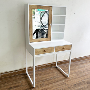 Modern BTD68056 Dressing Table with Storage Compartment and Opening <b>Mirror</b> <b>Panel</b> Wood Style - Product Image 2