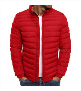แจ็กเก็ตขนเป็ดโพลีเอสเตอร์ปกตั้งสำหรับผู้ชายสีทึบบางลำลองเก็บความร้อน - Product Image 1