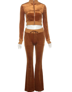 Women's Casual Two Piece Set Simple Zipper Full <b>Sleeve</b> Hooded <b>Top</b> + Above Knee Bandage Lace Slim Wide Leg Pants <b>Short</b> - Product Image 1