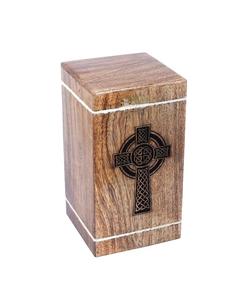 Hardwood Cremation <b>Urns</b> for Human Ashes Adult <b>Large</b> - Wooden Burial <b>Urn</b> for Columbarium Box Celtic Cross 250 Cubic Inches - Product Image 4