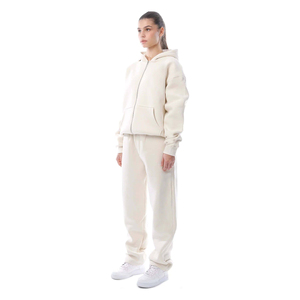 Ensemble sweat-shirt et pantalon de survêtement beige clair pour homme, deux pièces, tenue décontractée, logo personnalisé, vêtements de détente - Product Image 5