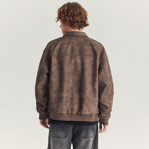 แจ็กเก็ตหนังพียูทรงหลวมของผู้ชายแจ็กเก็ตขี่มอเตอร์ไซต์ทันสมัยปรับแต่งได้ตามต้องการ - Product Image 4