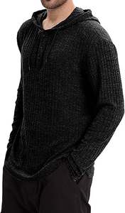 Sudadera con capucha para hombre con cuello Henley, camiseta suelta de manga larga sólida para invierno, logotipo frontal transfronterizo extranjero - Product Image 3