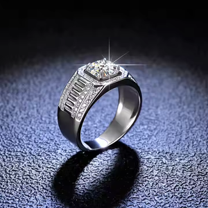 925 <b>silver</b> plated moissanite diamond <b>men</b> <b>ring</b> with round cut stone and designed for bold style everyday Elegance - Product Image 4