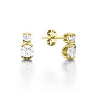 Elegantes pendientes colgantes de corte redondo con diamante cultivado en laboratorio de 0.30 quilates en platino para compromiso nupcial - Product Image 3