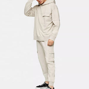 Ensemble de survêtements unisexes en molleton épais 100 % coton, coupe oversize, couleur unie, pour l'hiver - Product Image 1