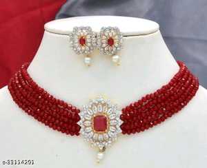 Conjunto de collar de Kundan pesado de fabricante indio, colección de joyería de boda chapada en oro de moda india para niñas - Product Image 1